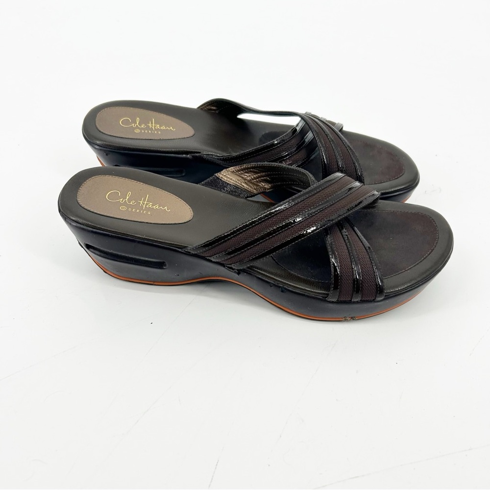 Brown Cole Haan Air‎ Maddy Thong Wedge Sandal Size 8.5AA Narrow